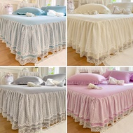 Premium Lace Skirt Solid Color Cadar Ropol Cantik Non-slip Ruffled Bedspread for Wedding Bridal Kati