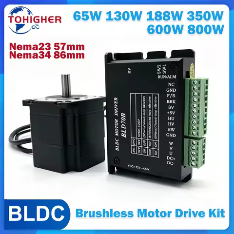 DC24V/48V AC220V Nema23 Nema34 Brushless Motor Driver Kit 57mm 86mm 65W-800W BLDC Motor Hall Sensor 