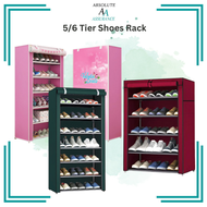 Latest 5/6 Tier Shoes Rack Dustproof Multilayer Cabinet Shelf Storage Comes with Cover Rack Kasut Cover Kasut