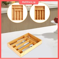 Bamboo Drawer Organizer 5/6 Compartments Bamboo Drawer Box Divided Drawer Silverware Tray Durable Kitchen Drawer Organizer Tray Bamboo Cutlery Tray SHOPSKC3289