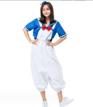 旺角現貨迪士尼唐老鴨風格藍白色水手吊帶褲Cosplay hHalloween Party