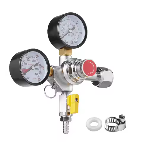 SucceBuy CO2 Regulator Dual Triple Gauges with Check Valve Draft Beer Keg Homebrew CGA320 for Beer d