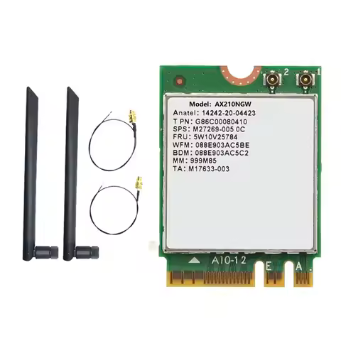 AX210NGW Wifi Card+2Xantenna WIFI 6E Bluetooth 5.2 2.4Ghz 5Ghz 3000Mbps M.2 Wireless Adapter AX210 W