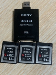Sony XQD 記憶卡32G 2張+64G 1張及 USB 轉接器