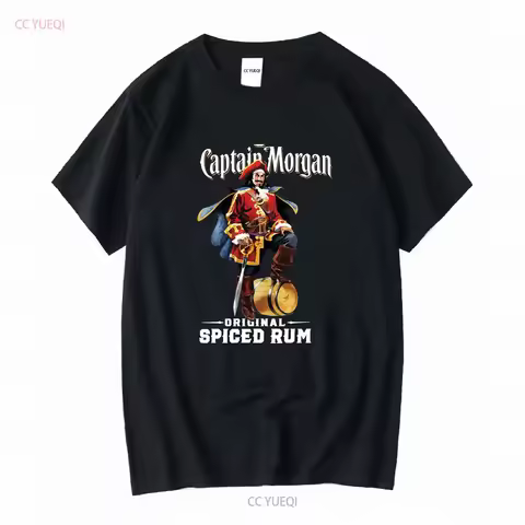 Captain Morgan Spiced Rum T Shirt Black long or short sleeves vintage Washed Unisex streetwear Breat