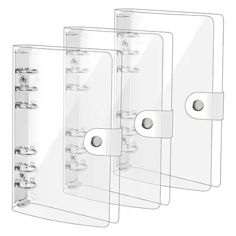 3 Pack A6 Transparent Soft PVC 6 Ring Binder Cover Clear Binder Notebook Cover A6 Binder For Refilla