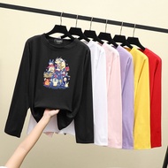 ❄ S-3XL 8 Color ❄ Plus Size 2020 Korean Long Sleeve T-shirt Blouse Baju Women Autumn Summer Loose Oversized Cartoon Printing Lengan Panjang Perempuan Tshirt Shirt Cloth Kemeja Labuh Viral Bigsize Ulzzang Unisex Winter Tops Clothes Clothing 1162