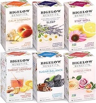 Bigelow Tea Benefits Wellness Teabag Variety Pack, Mixed Caffeinated Green Matcha & Caffeine-Free He