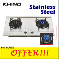 Khind HB802S2 Built in Stainless Steel Hob Double Burner Gas Cooker HB-802S2