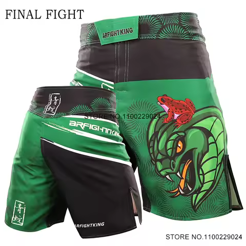 MMA Shorts For Men Green Snake Boxing Shorts Gym Fight Training Clothing BJJ No GI Jiujitsu Combat G