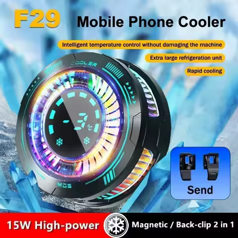 NEW F29 Digital Display Mobile Phone Cooler Semiconductor Cooling Fan Radiator Magnetic Back Clip Co