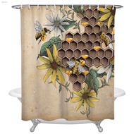 ❐▽ ม่านอาบน้ำพิมพ์รังผึ้ง Honeyflower ม่านอาบน้ำกันน้ำผ้าห้องน้ำ Polyester