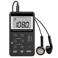 ﹍AM FM Portable Pocket Radio, Mini Digital Tuning Stereo with Rechargeable Battery and Earp