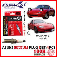 ASUKI JAPAN Iridium Spark Plug (1SET 4PCS) - MAZDA MX5 NA/NB [B6-ZE, BP-ZE] - AIK20