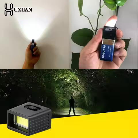 9V Battery Flashlight 9V Mini LED Key Light 6F22 Battery COB Outdoor Lighting Work Light Battery Not