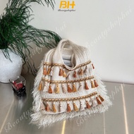 Woven Yarn Tassel Bag Soft Couch Lazy Bohemian Vacation Style Underarm Single Shoulder Tote Bag
