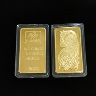 In Stock 5 Styles 1 OZ Suisse Gold Bar Gold Bullion Bars Suisse Gold Plated Bullion Replica Souveni