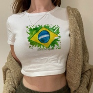 Brazil aesthetic gothic  crop top Woman vintage aesthetic gothic  90s t-shirts