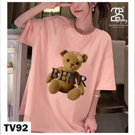 Boo Unisex Oversize Cotton Oversize Wide Form Cheap T-Shirt Printed Bear Personality TV92