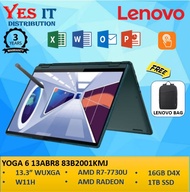 LENOVO YOGA 6 13ABR8 83B2001KMJ 2 IN 1 (R7-7730U 16GB RAM  1TB SSD 13.3 WUXGA TOUCH W11) LAPTOP