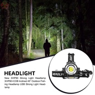XHP90 Headlamp with COB LED 45° Angle USB Rechargeable Outdoor Fishing Light
