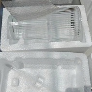 2pcs Striped Glass Cups With Straws And Lids -20.29oz/600ml, Visually Appealing Glass Water Dispense