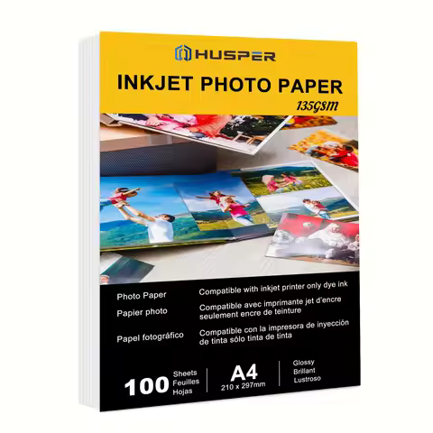 HUSPER A4 100 Sheets 135GSM Size (210×297mm) for Printer Picture Printer Paper Glossy White Photo Qu
