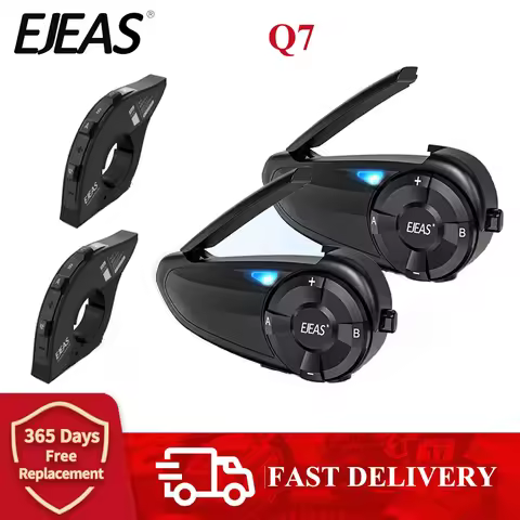 EJEAS Q7 Motorcycle Bluetooth Intercom Walkie Talkie, with 1 Cut 6 ,Moto Headset ,Helmet Interphone 