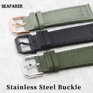 20mm 21mm 22mm Nylon Canvas Fabric Watch Band for IWC Pilot Spitfire Timezone Top Gun Strap Green Bl