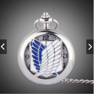 Anime Attack on Titan Cosplay Accessories Unisex Unique Design Bronze Wings of Liberty Clamshell Quartz Pocket Watch Watch Gift