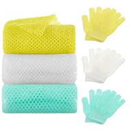 6 Pack African Net Sponge Exfoliating Glove Set, 3 Bath Sponge Body Scrubber Back Scrubber and 3 Pai