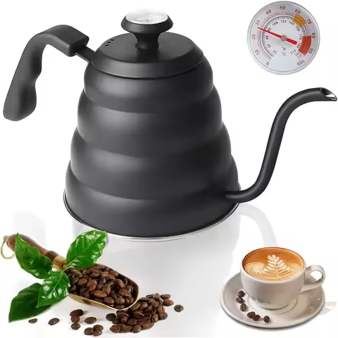1L 1.2L Stainless Steel Kettle Induction Gooseneck Kettle Coffee Pot Thermometer Coffee Teapot Milk 