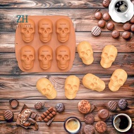 Halloween Skull Cake Pan Silicone Mold, 6 Cavities Pirate Skull 3D Silicone Mold Baking Pan
