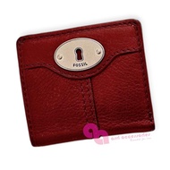 VGC Fossil Maddox Bifold Mini Wallet Dompet Mini Red
