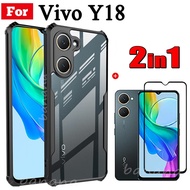 Vivo Y18 Acrylic Phone Case for Vivo Y18E Y100 Y38 5G Tempered Glass and Vivo Y03 Y27 Y27S Y17S Ceramic Tempered Glass