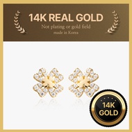 [Helene Jewelry] 14K real gold clover Cubic gold earring