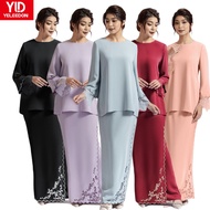 Yeleedon Lace Baju Kurung Sulam Kurung Embroidery Premium overlap KEBAYA MUSLIMAH Plain Baju Raya Mo