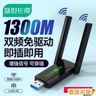 【優選市集】免驅動1300m雙頻usb無線網卡5G千兆高速wifi筆記本臺式機電腦wifi