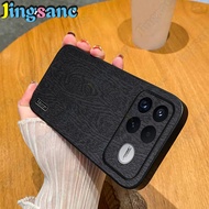 Jingsanc Leather Casing For POCO F8 Ultra Phone Case Luxury Matte Bark Pattern All-inclusive Lens So
