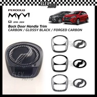 Perodua Myvi G3 2018-2024 Back Door Handle Trim Cover Logo Emblem Trim Carbon Fiber Gear Up Gearup A