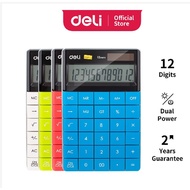 Deli Calculator Calculator Plastic Red Dual Power 12 Digits 1589