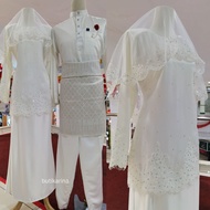 Set Nikah Baju Kurung Lace KALISHA Putih Off White - Koleksi Baju couple Sedondon Nikah Pengantin Sa