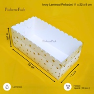 Ivory Cake Box Laminated with Gold Polka Dot Motif 11x22x8cm Premium Ivory Lamination 11 x 22 x 8 Fu