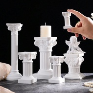 1pc Roman Column Sculpture Crafts, European Style Candle Holder Decorative Base, Holiday Decor Candl