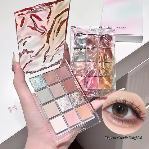 Gege Bear Water Wave Eye Shadow Plate 12 Color Eye Shadow Natural Fine Flash Matte Eye Shadow Plate
