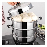 Cooking Double Layer Steamer Pot Stainless Steel 26cm with Double Handle