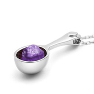 紫水晶茶匙項鍊 2月誕生石原礦簡約湯匙墜子 原石925純銀勺子吊墜