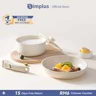 Simplus Detachable Cookware Set 4pcs Removable Handle 24cm Frying Pan 18cm Saucepan with Lid Non-Sti