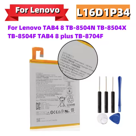 L16D1P34 4850mAh Battery For Lenovo TAB4 8 TB-8504N TB-8504X TB-8504F TAB4 8 plus TB-8704F Batteries