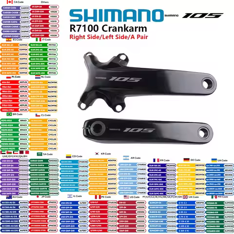 Shimano 105 R7100 Di2 Series Crankset R7100 Crankarm 2x12s Left Right Side/A Pair 165mm 170mm 172.5m